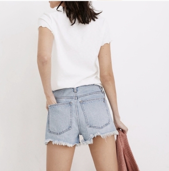 Madewell Relaxed Denim Shorts Light Wash Cutoffs Size 28 Button Fly - Picture 4 of 14